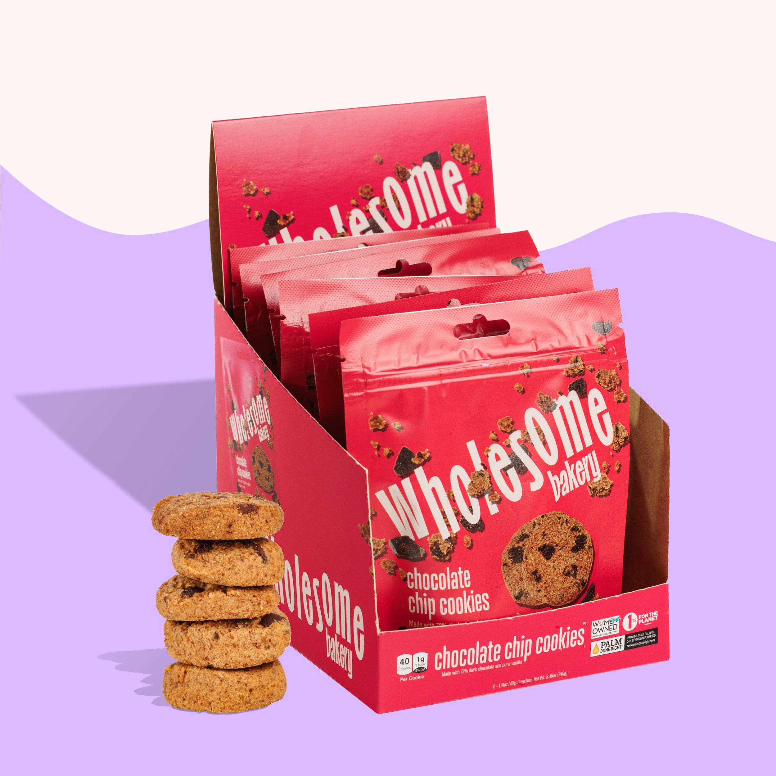 Wholesome Bakery vegan chocolate chip cookies, gluten-free and refined sugar-free